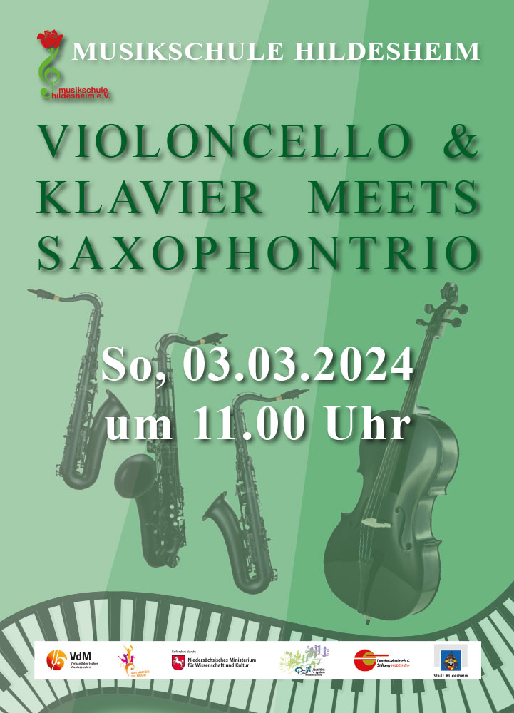 Lehrerkonzert | Violincello & Klavier meets Saxophontrio am 03.03.2024 um 11.00 Uhr
